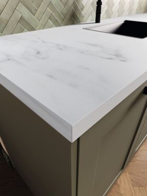 Aanrechtblad mat wit marmer 304x64x3,8cm 